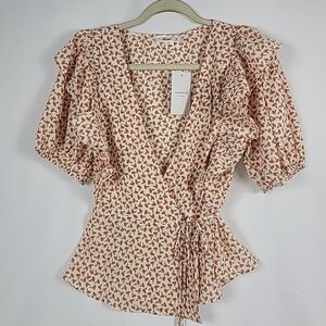 NEW Inmod Los Angeles Women's Folksong Floral Top in Coral Size Medium